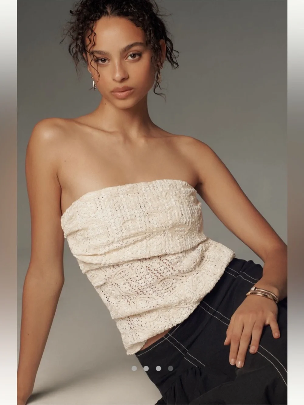 Anthropologie NWT Sarah Hann Juliana Lace Tube Zipper Top size XL. - Picture 6 of 14